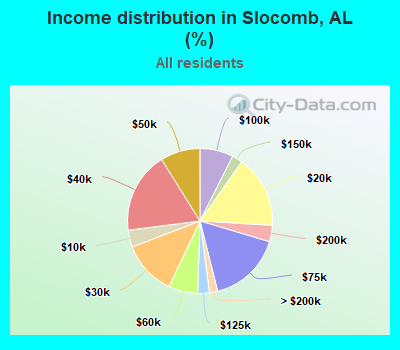 Income distribution in Slocomb, AL (%)