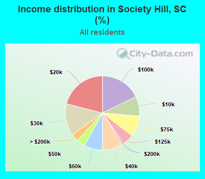 Income distribution in Society Hill, SC (%)