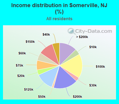 Income distribution in Somerville, NJ (%)