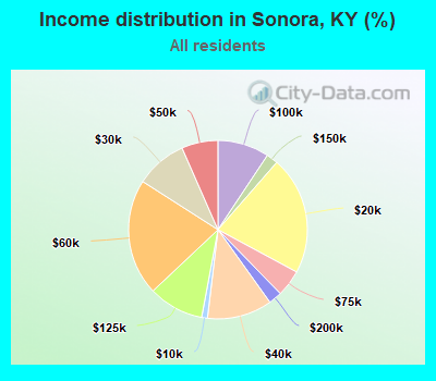 Income distribution in Sonora, KY (%)