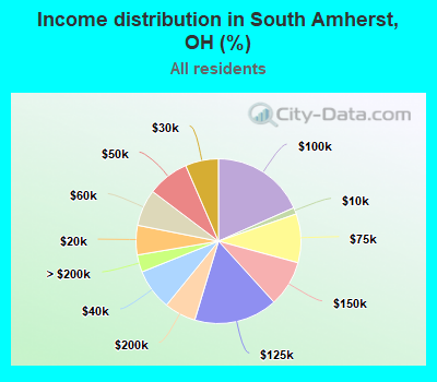Income distribution in South Amherst, OH (%)