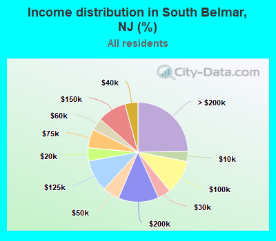 Income distribution in South Belmar, NJ (%)