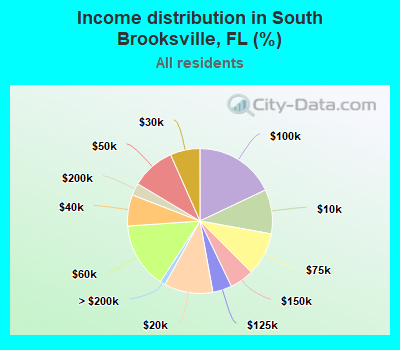 Income distribution in South Brooksville, FL (%)