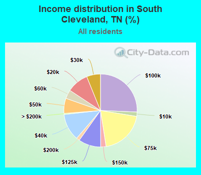 Income distribution in South Cleveland, TN (%)