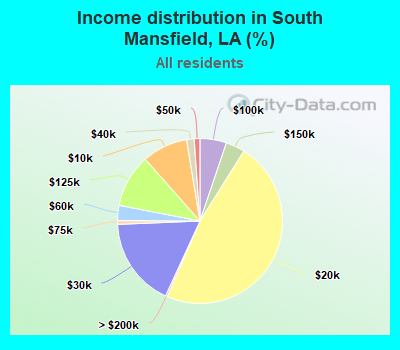 Income distribution in South Mansfield, LA (%)