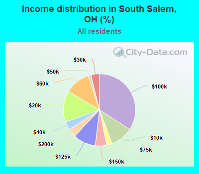 Income distribution in South Salem, OH (%)