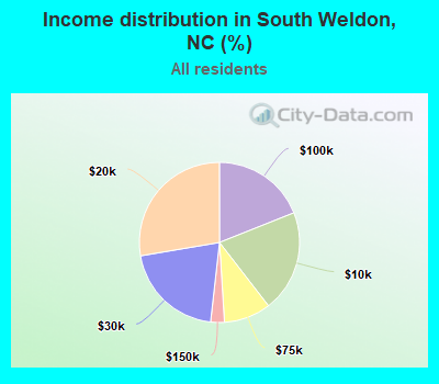 Income distribution in South Weldon, NC (%)