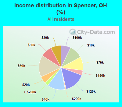 Income distribution in Spencer, OH (%)
