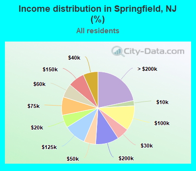 Income distribution in Springfield, NJ (%)
