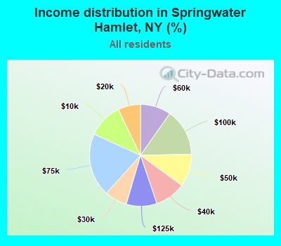 Income distribution in Springwater Hamlet, NY (%)