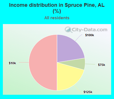 Income distribution in Spruce Pine, AL (%)
