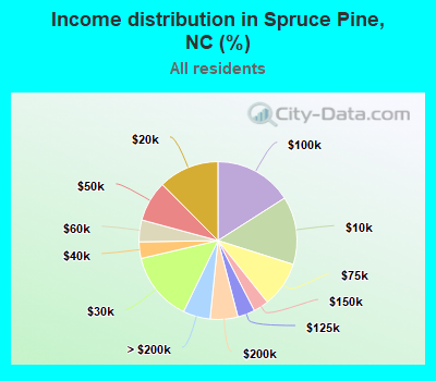 Income distribution in Spruce Pine, NC (%)