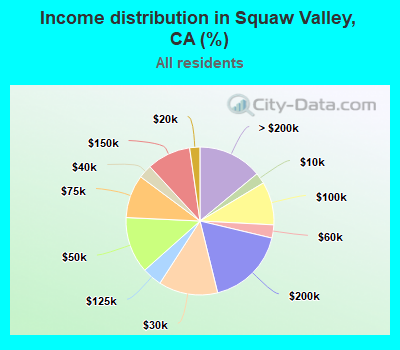 Income distribution in Squaw Valley, CA (%)