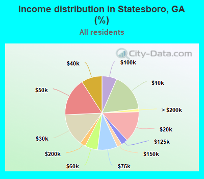 Income distribution in Statesboro, GA (%)