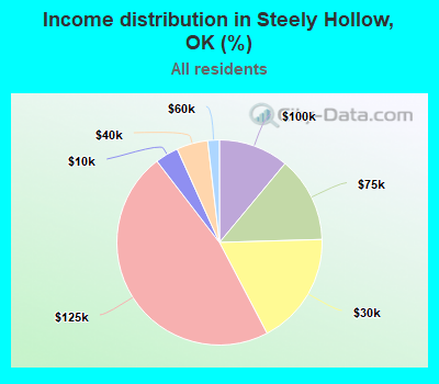 Income distribution in Steely Hollow, OK (%)