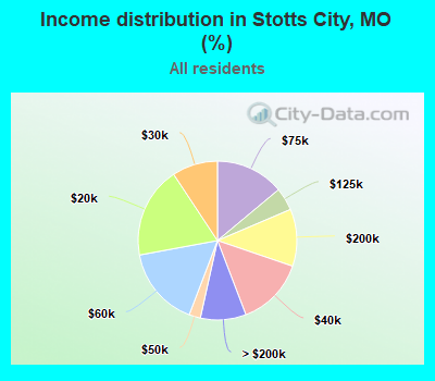 Income distribution in Stotts City, MO (%)