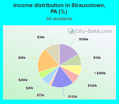 Income distribution in Strausstown, PA (%)