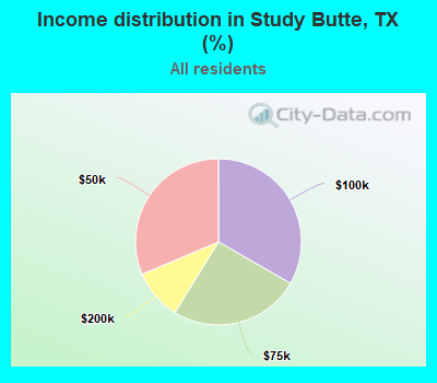 Income distribution in Study Butte, TX (%)