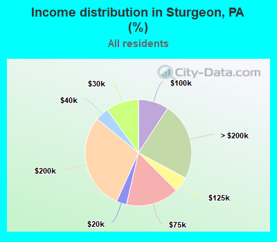 Income distribution in Sturgeon, PA (%)