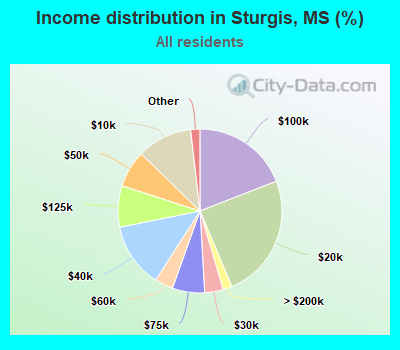 Income distribution in Sturgis, MS (%)