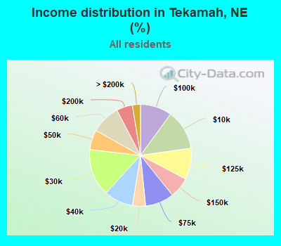 Income distribution in Tekamah, NE (%)