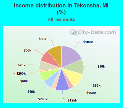 Income distribution in Tekonsha, MI (%)