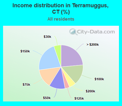 Income distribution in Terramuggus, CT (%)