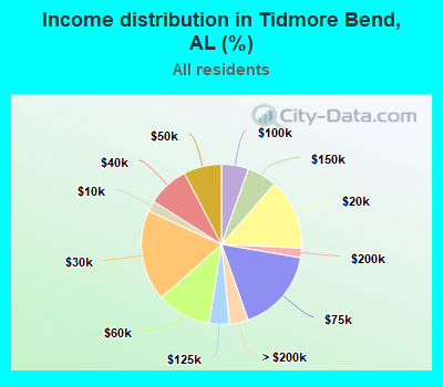 Income distribution in Tidmore Bend, AL (%)