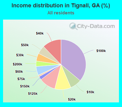 Income distribution in Tignall, GA (%)
