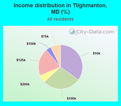 Income distribution in Tilghmanton, MD (%)