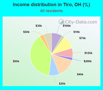 Income distribution in Tiro, OH (%)