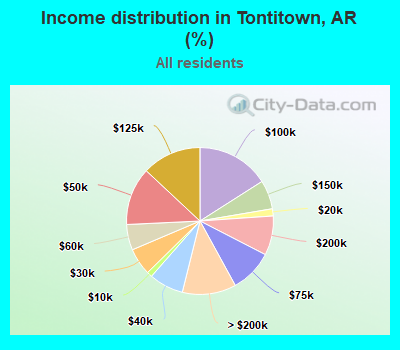 Income distribution in Tontitown, AR (%)