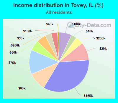 Income distribution in Tovey, IL (%)
