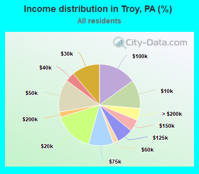 Income distribution in Troy, PA (%)