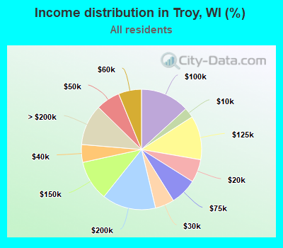 Income distribution in Troy, WI (%)