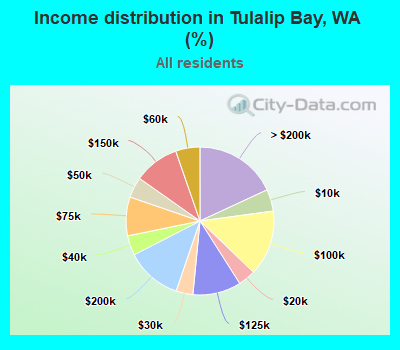 Income distribution in Tulalip Bay, WA (%)