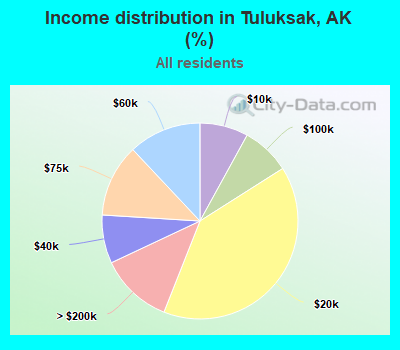Income distribution in Tuluksak, AK (%)