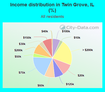 Income distribution in Twin Grove, IL (%)