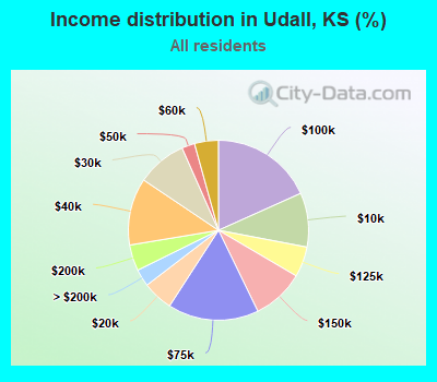 Income distribution in Udall, KS (%)