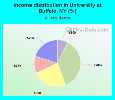 Income distribution in University at Buffalo, NY (%)
