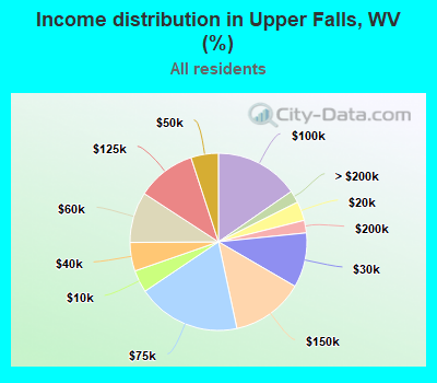 Income distribution in Upper Falls, WV (%)