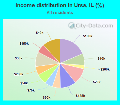 Income distribution in Ursa, IL (%)