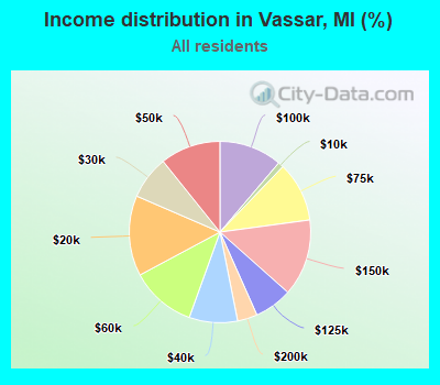 Income distribution in Vassar, MI (%)