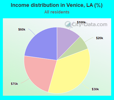 Income distribution in Venice, LA (%)