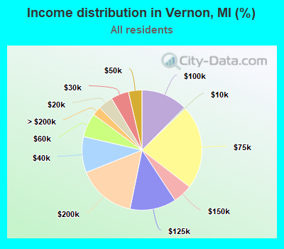 Income distribution in Vernon, MI (%)