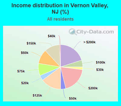 Income distribution in Vernon Valley, NJ (%)