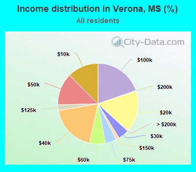 Income distribution in Verona, MS (%)