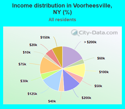 Income distribution in Voorheesville, NY (%)