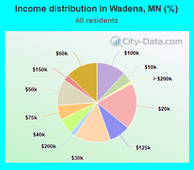 Income distribution in Wadena, MN (%)