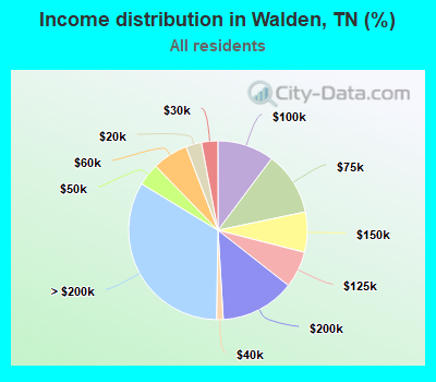 Income distribution in Walden, TN (%)